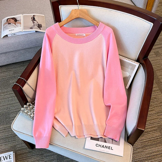 170Kg Plus Size Women's Bust 160 Autumn Winter Loose Pullover Sweater Knitted Black Pink 4XK 5XL 6XL 7XL 8XL 9XL