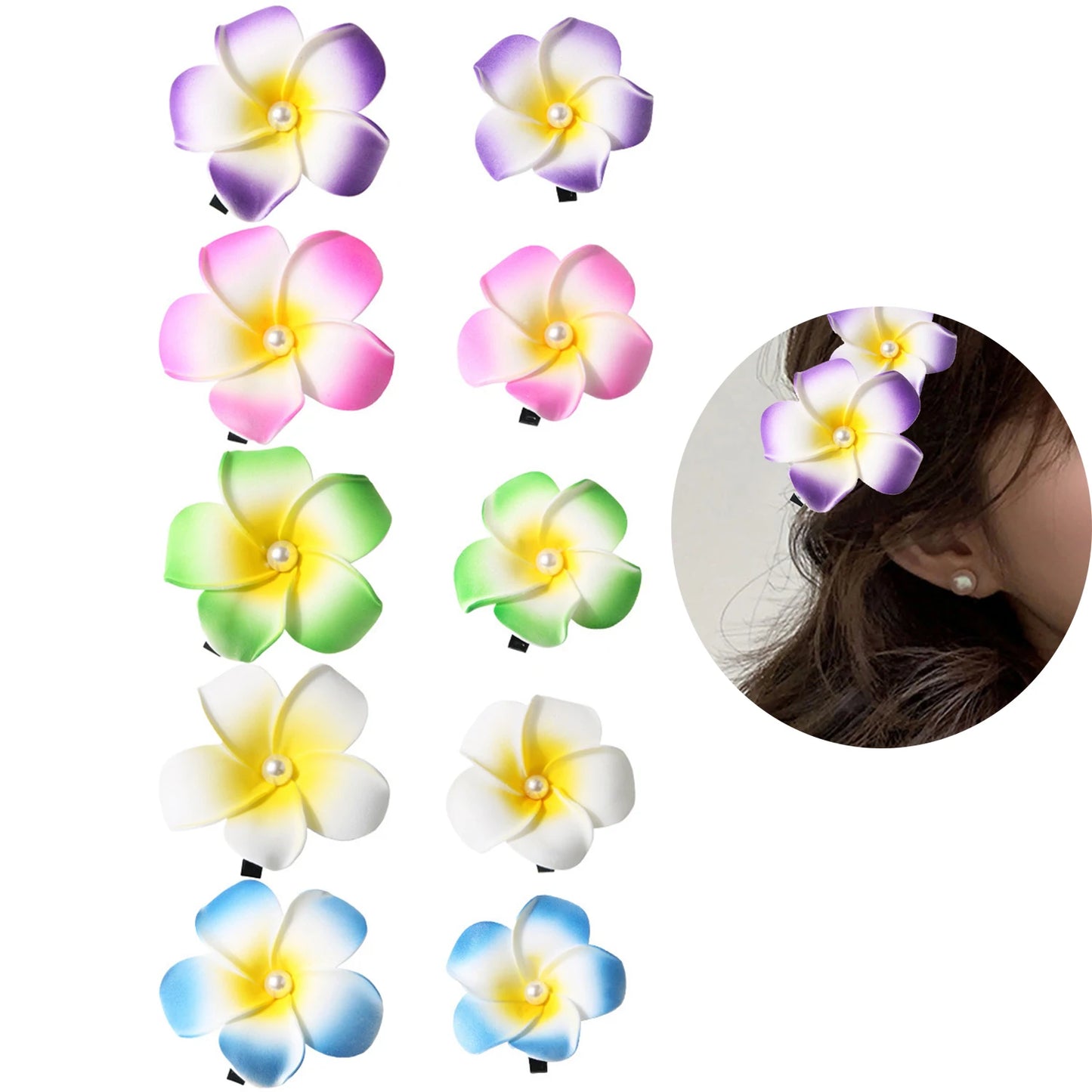 1Pc Plumeria Flower Hair Clips For Women Girls Hairpins Egg Flower Barrette Hawaiian Wedding Party Bag Hat Accessories