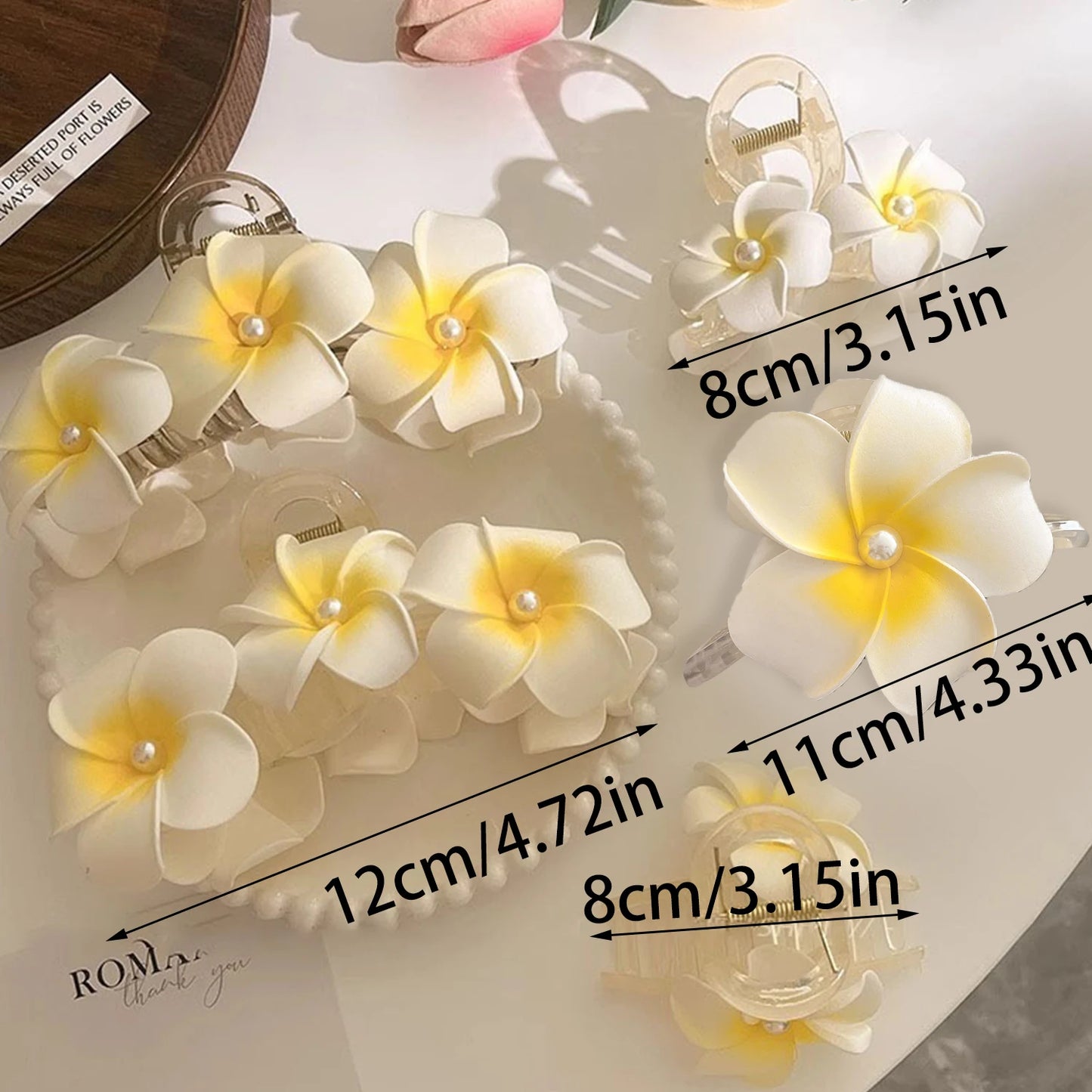 1Pcs Plumeria Flower Hair Claws For Women Girls Egg Flower Barrette Hawaiian Wedding Party Bag Hat Accessories DropShip