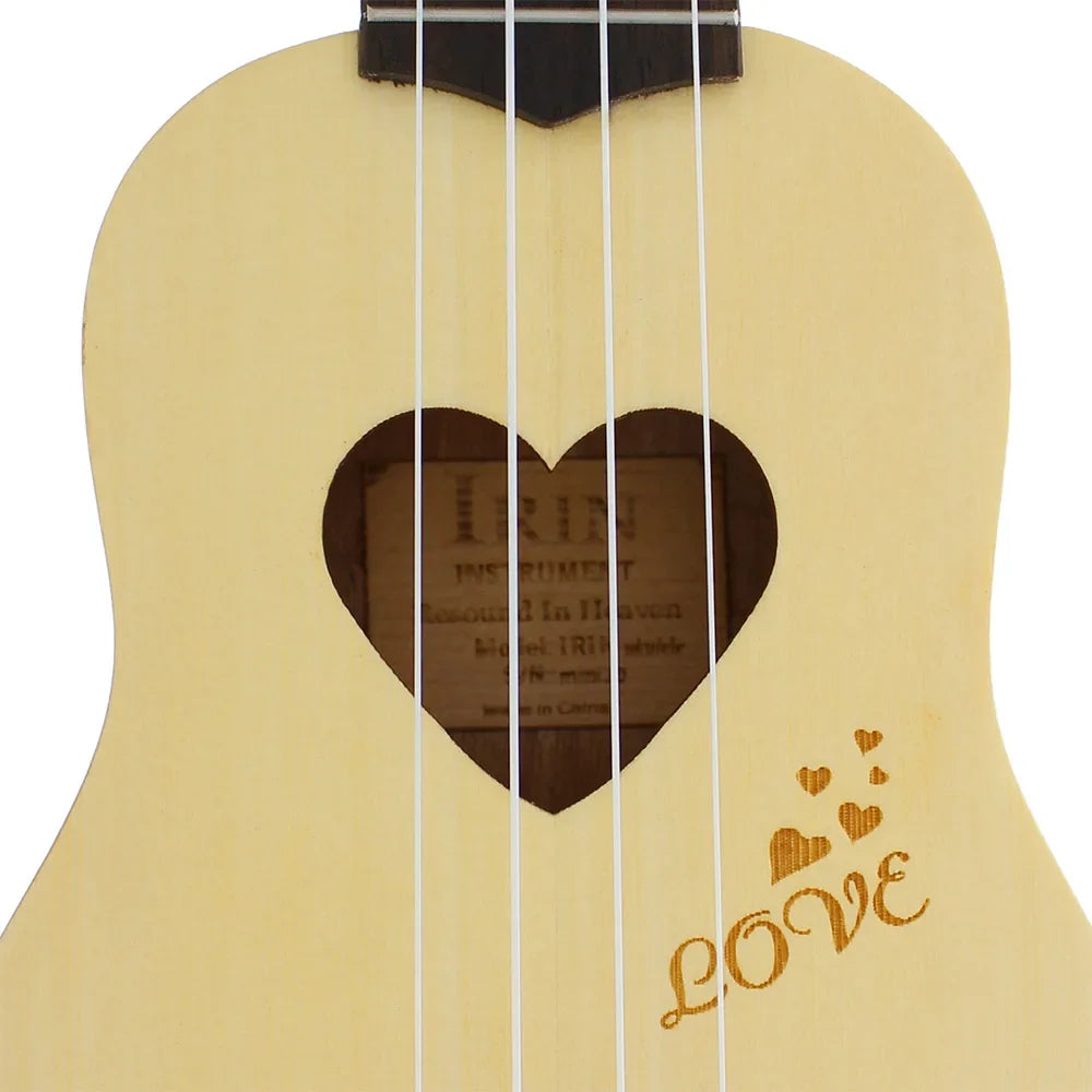 17 Inch Ukulele Spruce Heart Shaped Ukulele 4 Strings Hawaiian Guitar Mini Guitarra Couples Musical Gift Instrument With Gig Bag