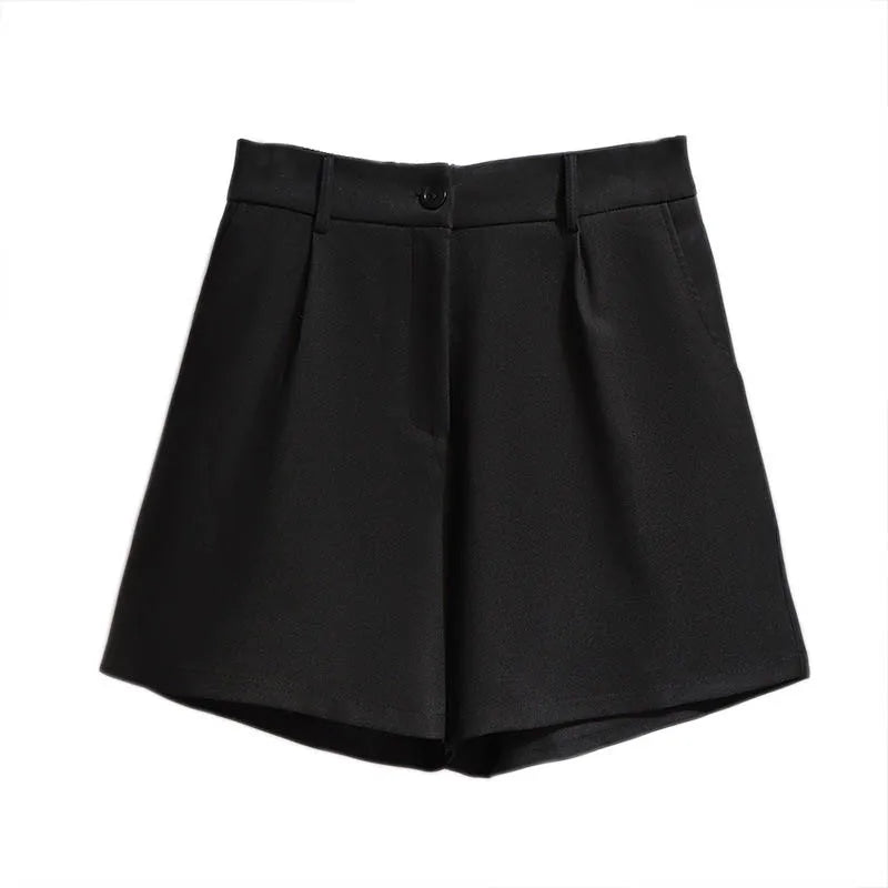 150Kg Plus Size Women's Summer Casual High-Waisted Wide-Leg Shorts 5XL 6XL 7XL 8XL 9XL Thin A-Line Shorts Black