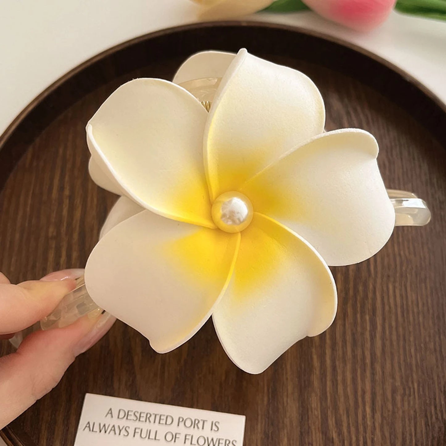 1Pcs Plumeria Flower Hair Claws For Women Girls Egg Flower Barrette Hawaiian Wedding Party Bag Hat Accessories DropShip